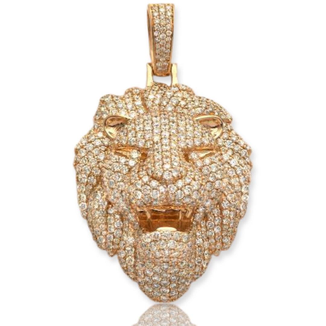 14KY 7.50CTW DIAMOND LION HEAD PENDANT - Johnny Dang & Co