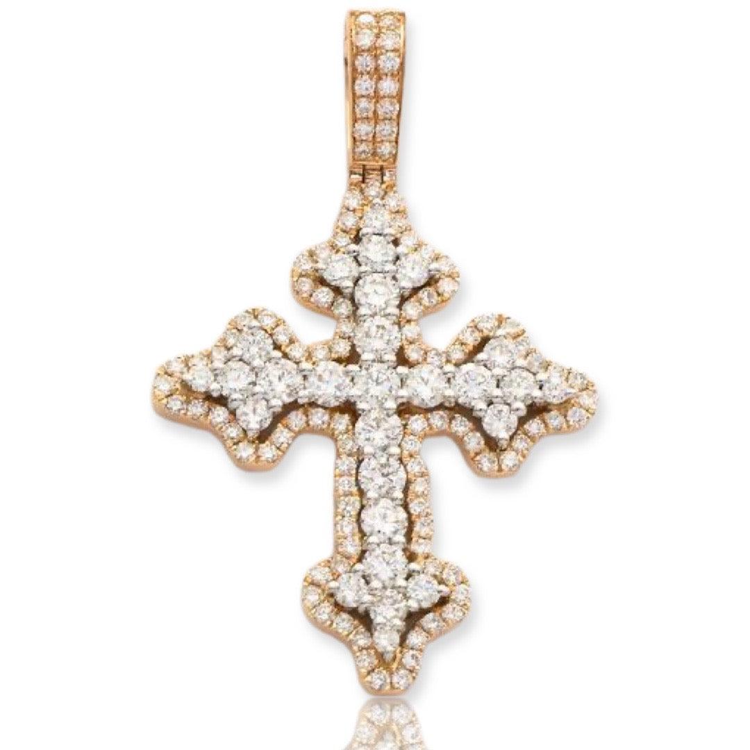 14KY+W 1.15CTW DIAMOND 3-D CROSS - FLEUR DE LIS - Johnny Dang & Co