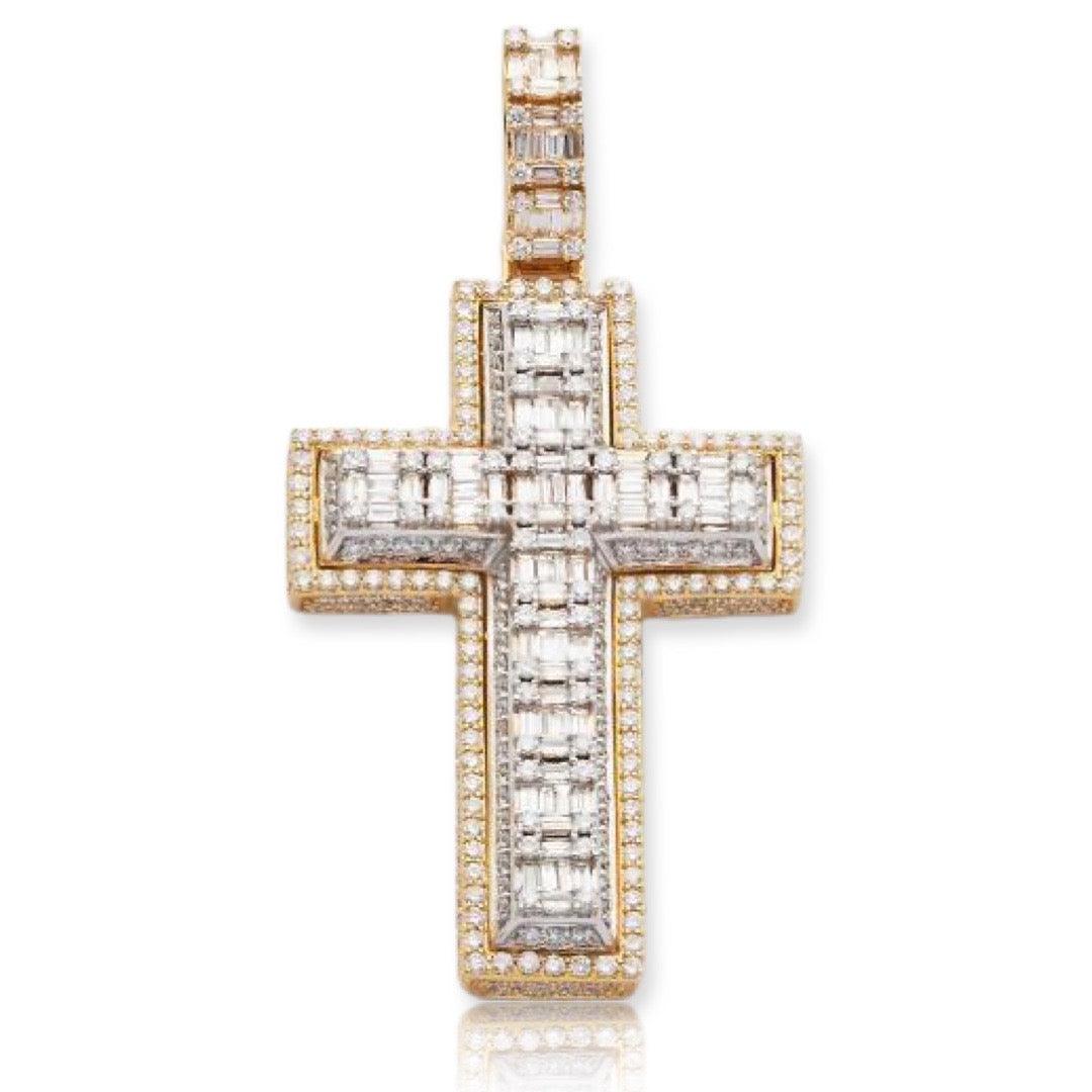 14KY+W 7.55CTW BAGUETTE DIAMOND CROSS PENDANT - Johnny Dang & Co