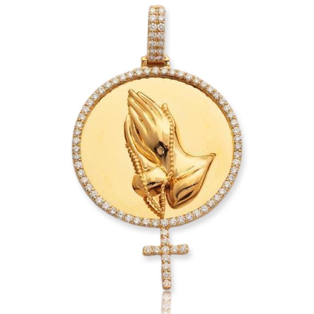 10KY 2.15CTW DIAMOND PRAYING HANDS MEDALLION WITH - Johnny Dang & Co