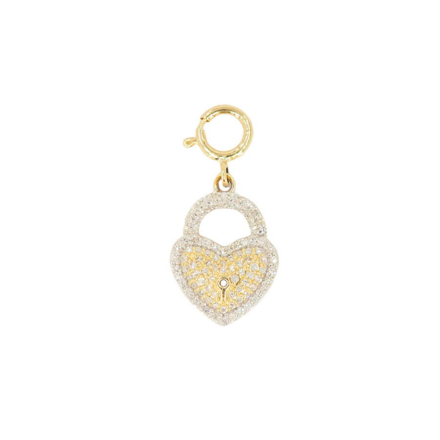 10k Yellow Gold and Diamond 'Heart Lock' Charm - 10056