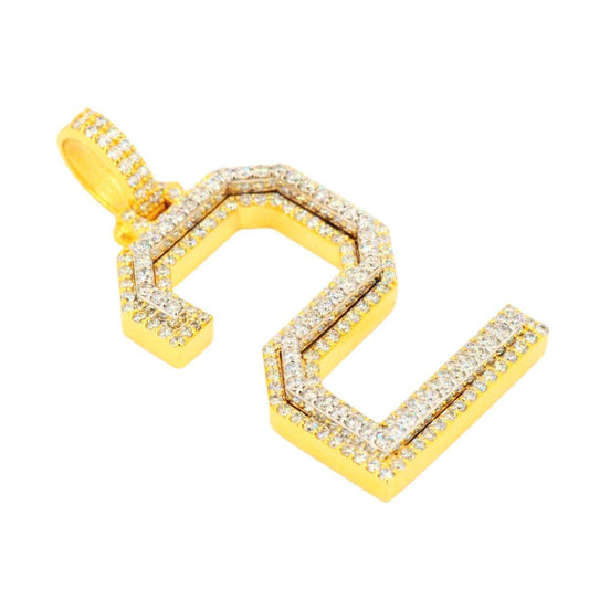 10K Yellow Gold Si Diamond Number 2 Pendant - Johnny Dang & Co