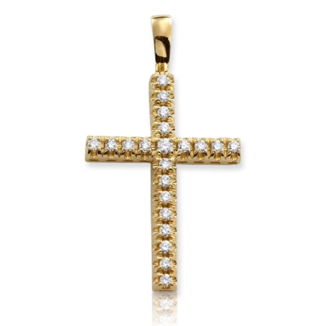14KY 2.00CTW DIAMOND PRONG SET CROSS PENDANT - Johnny Dang & Co