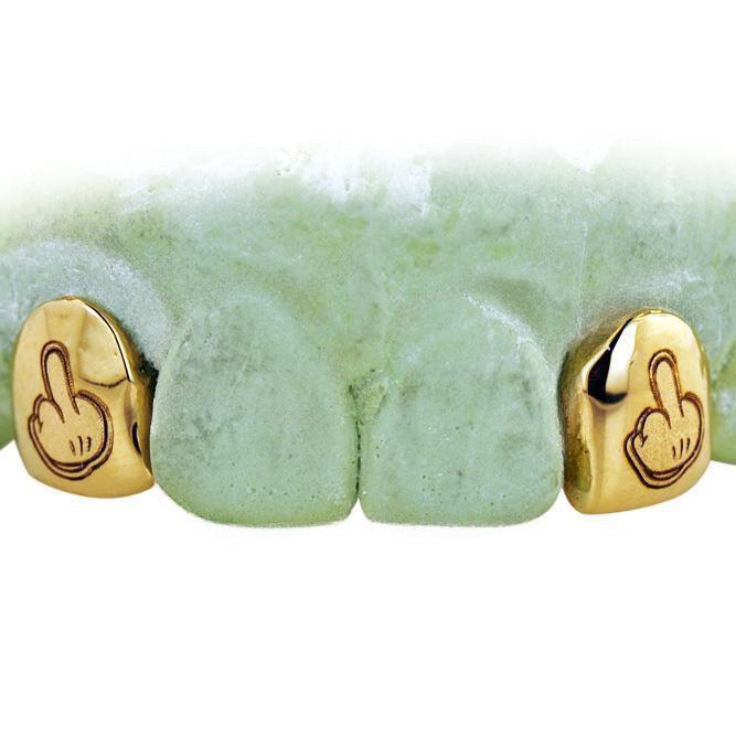 JDTK-ENG15252-3- Two Engraved Teeth with any Letters, Logo, or Design - Johnny Dang & Co