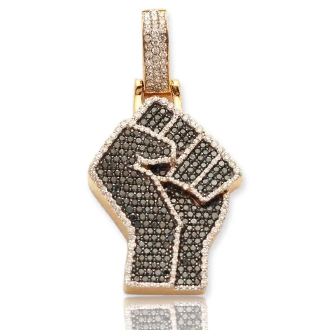 10KY 1.40CTW BLACK AND WHITE DIAMOND FIST PENDANT - Johnny Dang & Co