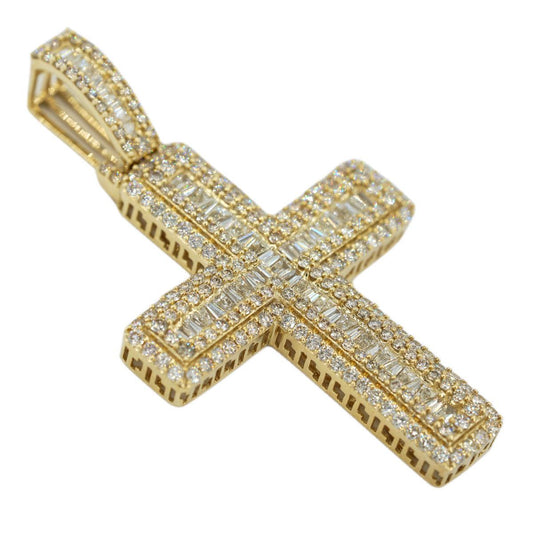14K 4.50CTW BAGUETTE DIAMOND CROSS - Johnny Dang & Co