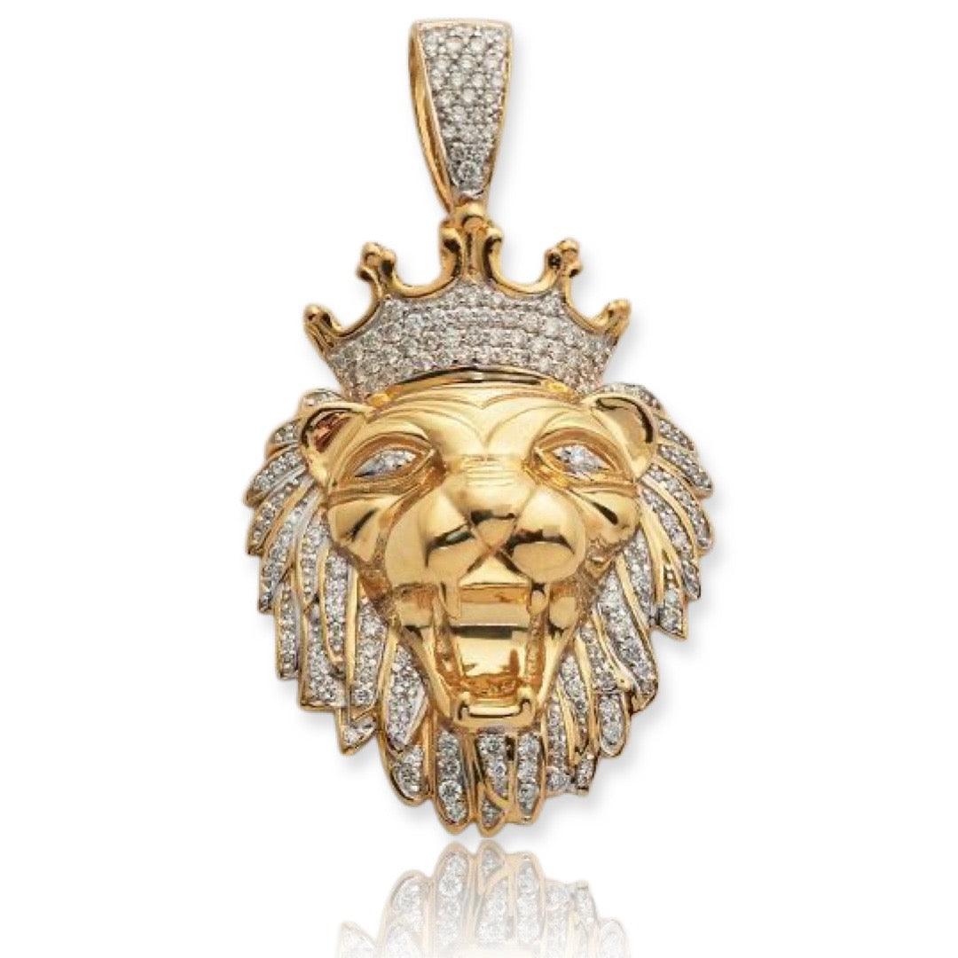 10KY 0.85CTW DIAMOND LION HEAD PENDANT - Johnny Dang & Co
