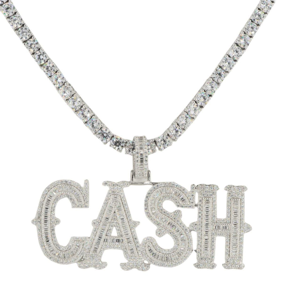 Silver and CZ ‘CASH” Pendant and Chain Bundle - Johnny Dang & Co