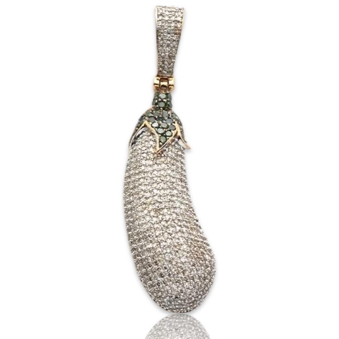 10KY 1.00CTW GREEN AND WHITE DIAMOND EGGPLANT - Johnny Dang & Co