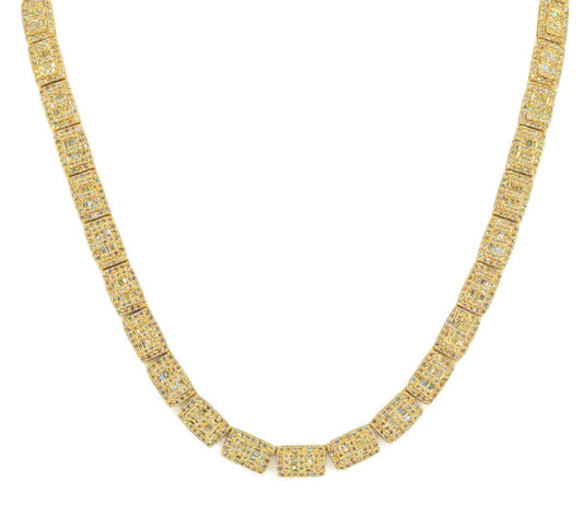 10ky 8.25mm Baguette & Round 18.88ctw Diamond Blocks 20" Chain - Johnny Dang & Co