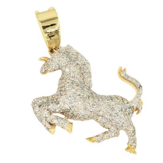 10k Yellow Gold 4.56ctw Majestic Prancing Horse Pendant - Johnny Dang & Co