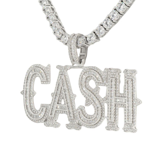 Silver and CZ βCASHβ Pendant and Chain Bundle - Johnny Dang & Co