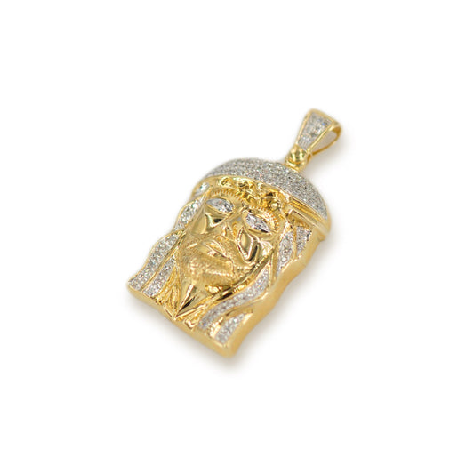 10K Yellow Gold Diamond Jesus Head Pendant - Johnny Dang & Co