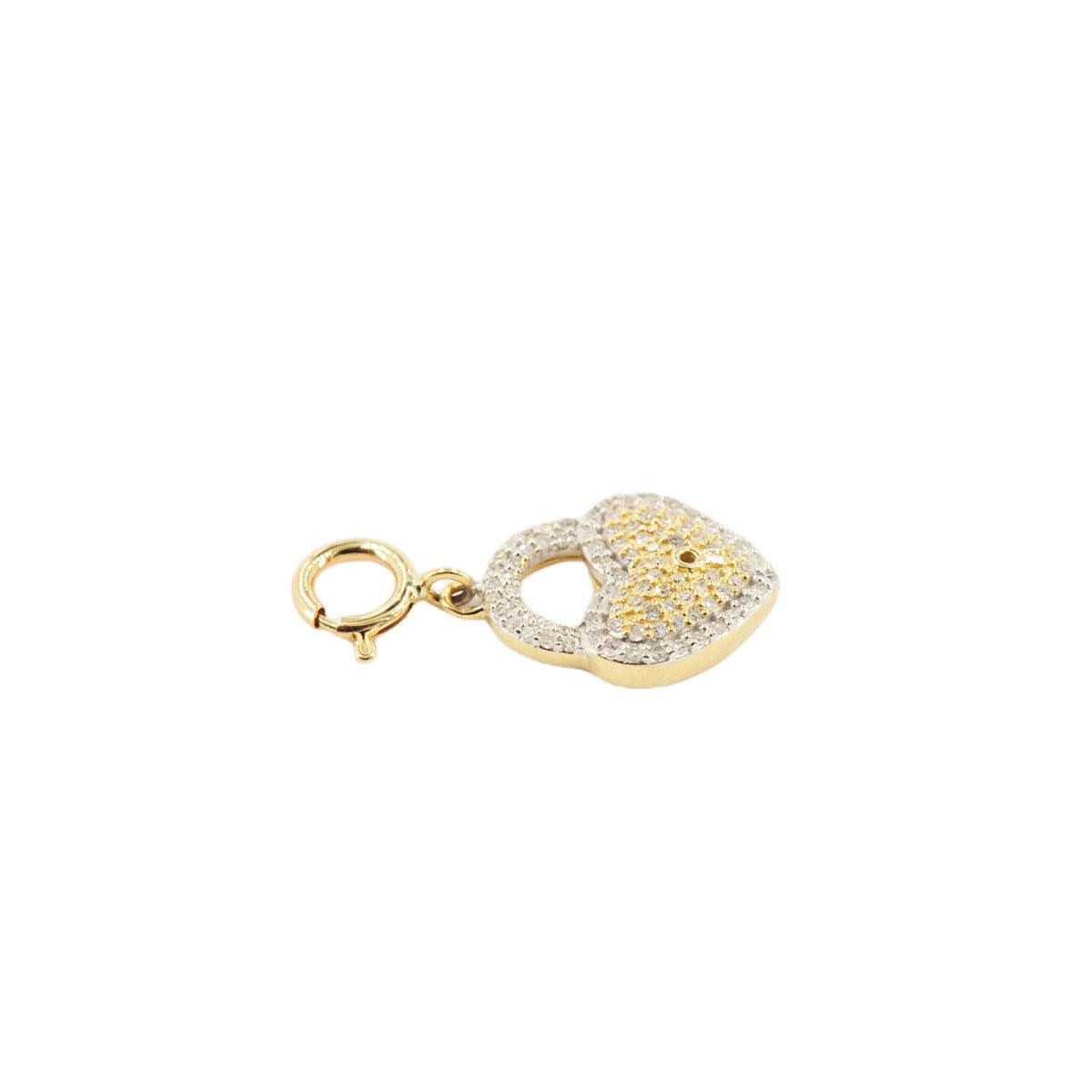 10k Yellow Gold and Diamond 'Heart Lock' Charm - 10056 - Johnny Dang & Co