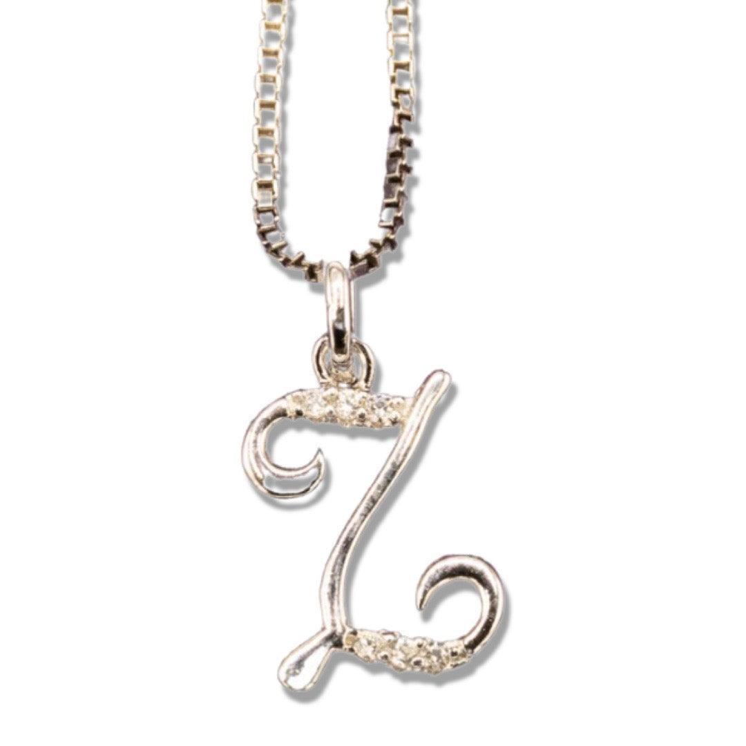 MINI SCRIPT LETTERS SILVER 925 WHITE GOLD PLATED - Johnny Dang & Co