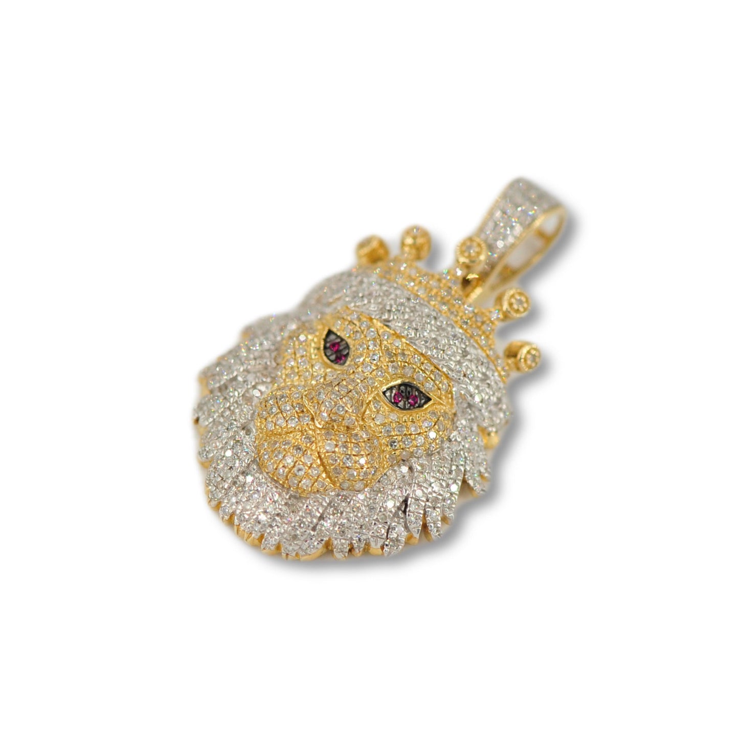 10K Yellow Gold Diamond Majestic Lion Pendant - Johnny Dang & Co