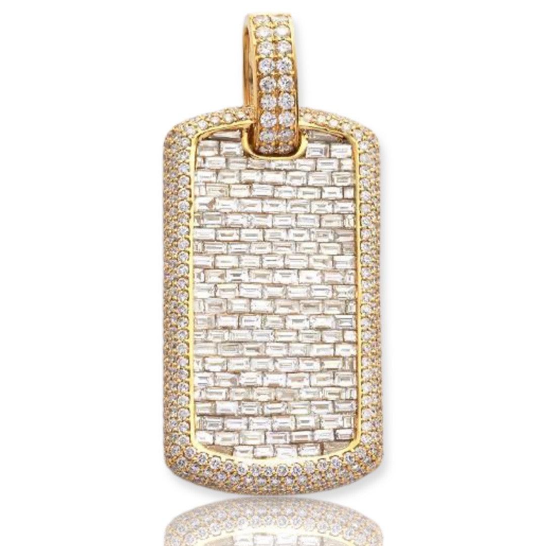14KY 7.00CTW BAGUETTE DIAMOND DOG TAG PENDANT - Johnny Dang & Co