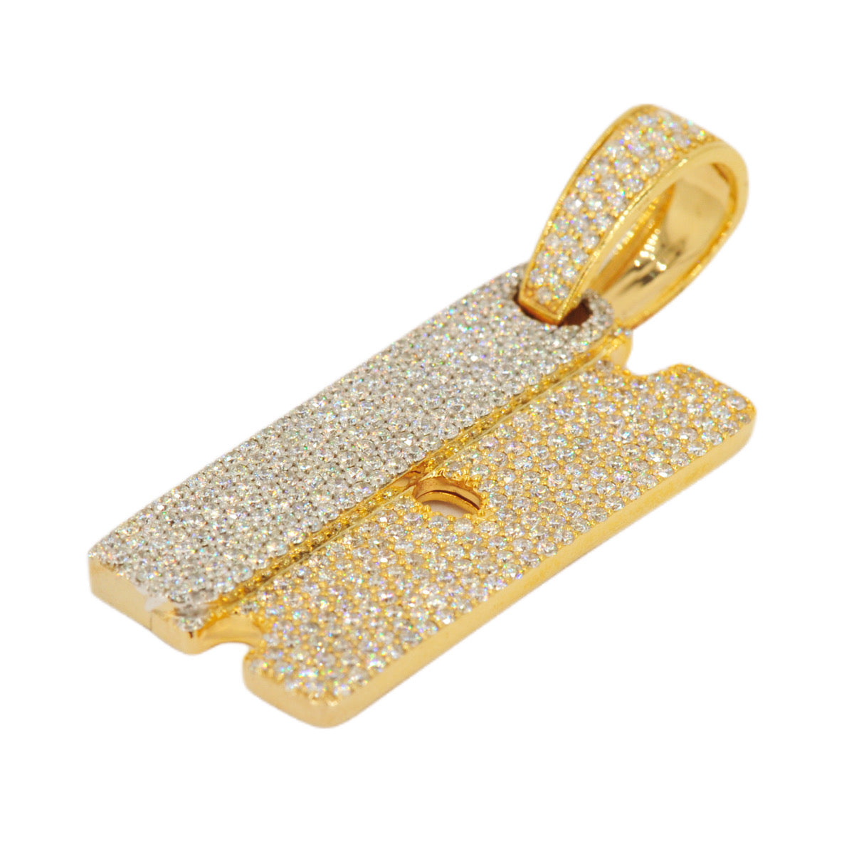 Iced out clearance razor blade pendant