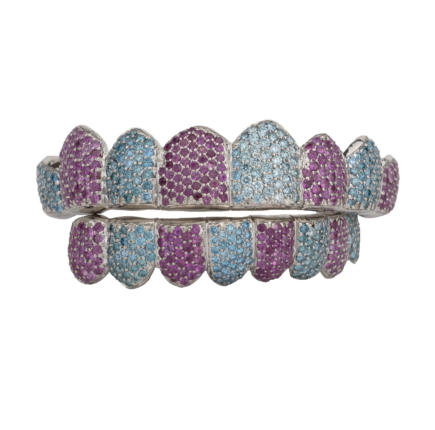 14K Flawless Cotton Candy Honeycomb Diamond Grillz - Johnny Dang & Co