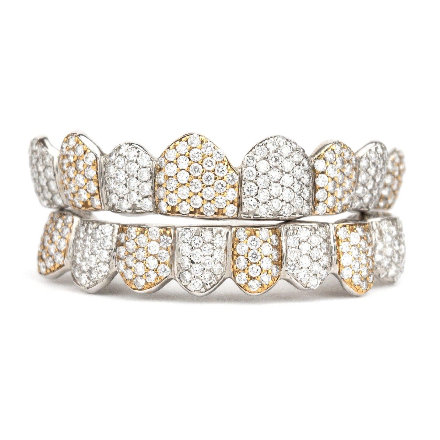 10K SI Two Tone Honeycomb Diamond Grillz - Johnny Dang & Co