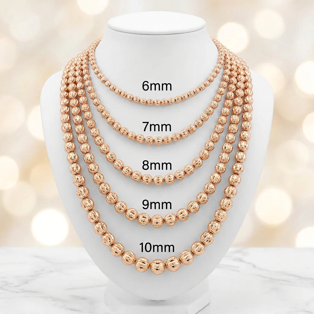 10KT Gold Diamond Cut Moon Chain