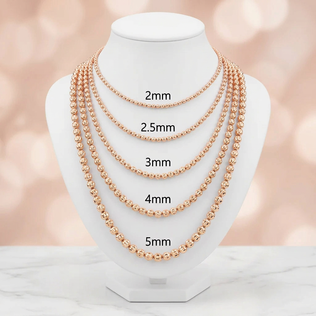 14KT Gold Diamond Cut Moon Chain