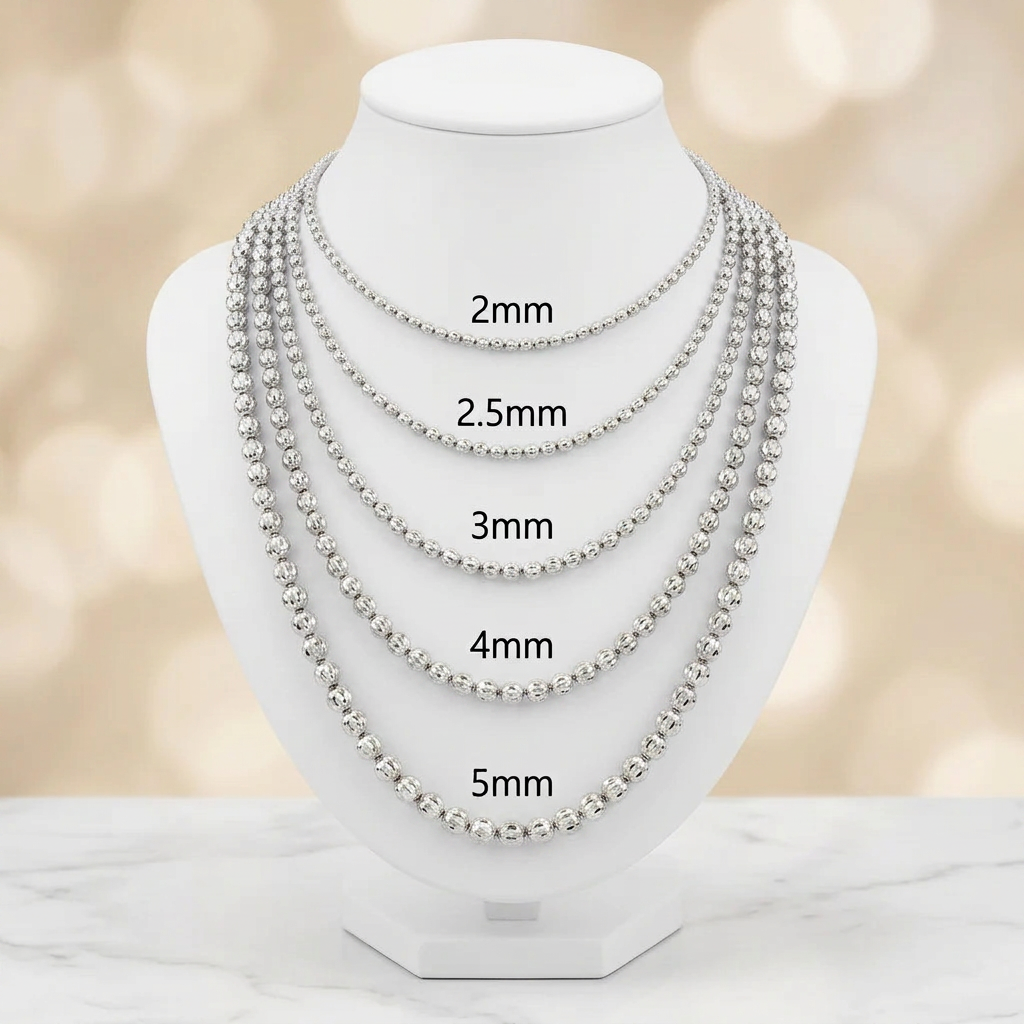 14KT Gold Diamond Cut Moon Chain