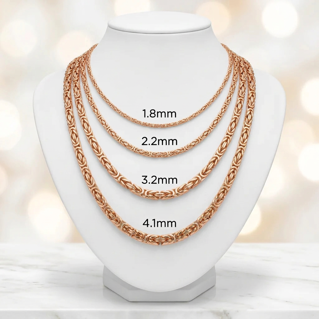 14KT Gold Solid Byzantine Chains