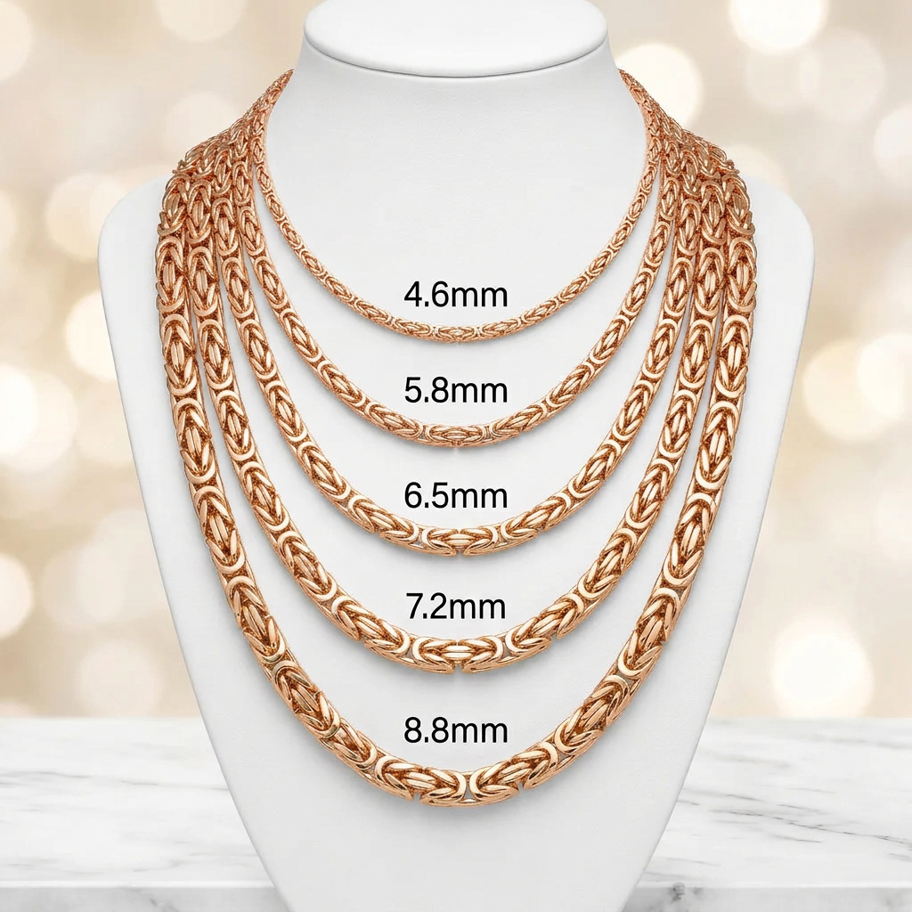 14KT Gold Solid Byzantine Chains