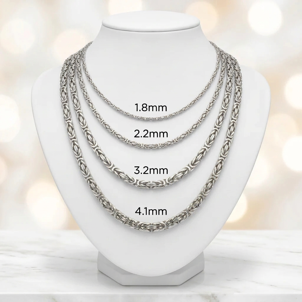 14KT Gold Solid Byzantine Chains