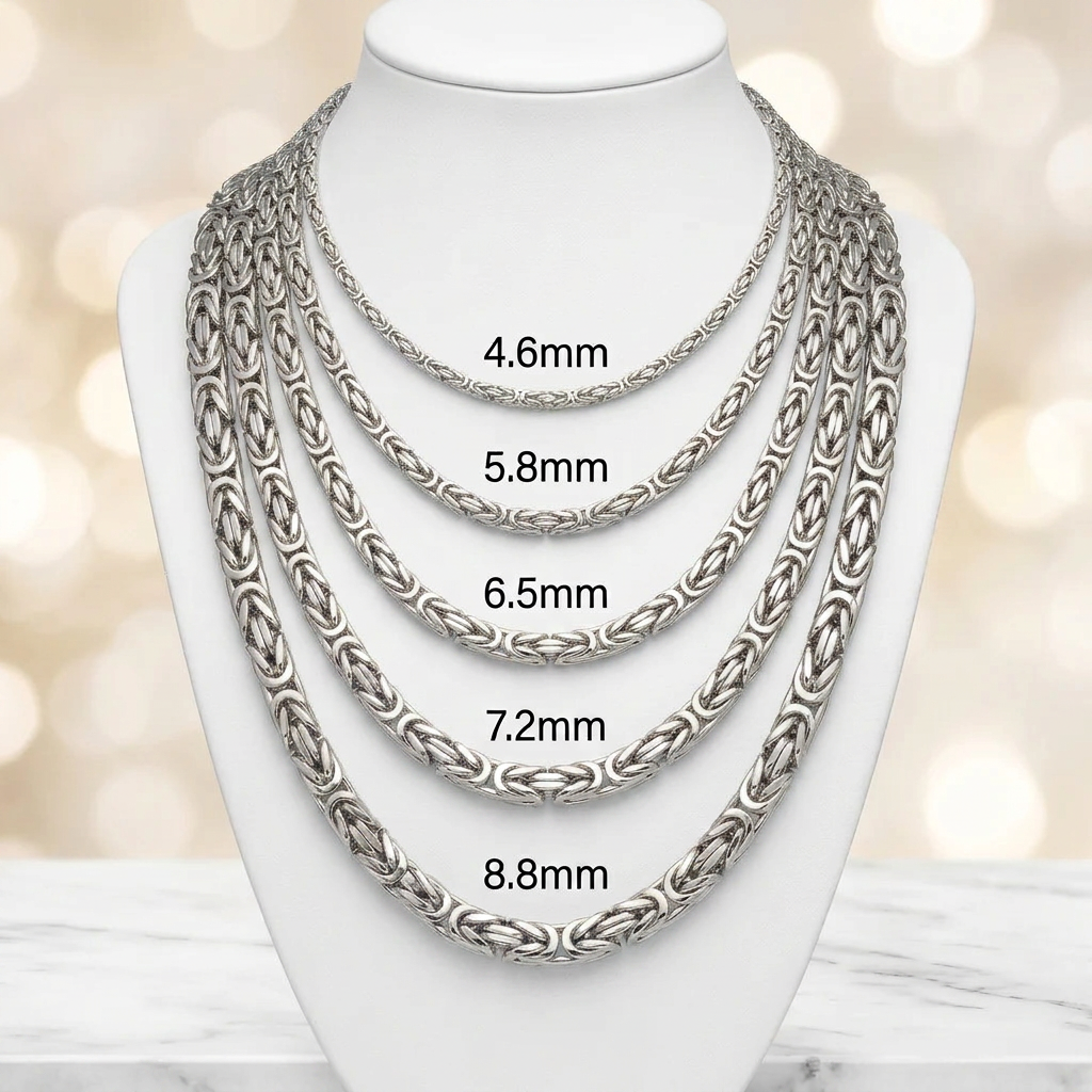 14KT Gold Solid Byzantine Chains