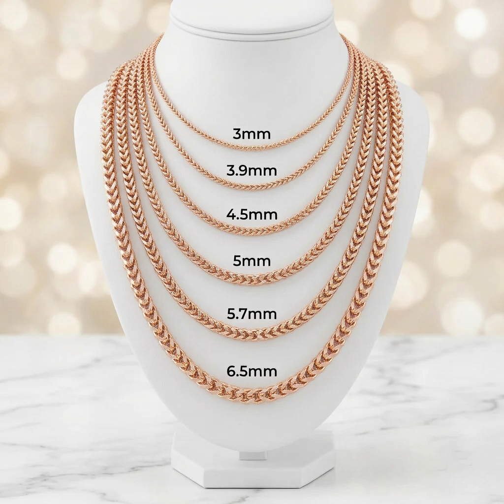 10KT Gold Solid Diamond Cut Franco Chains