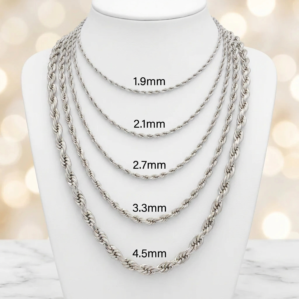 14K Gold Hollow Quint Rope Chains