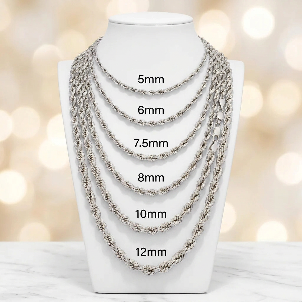 10K Gold Hollow Quint Rope Chains