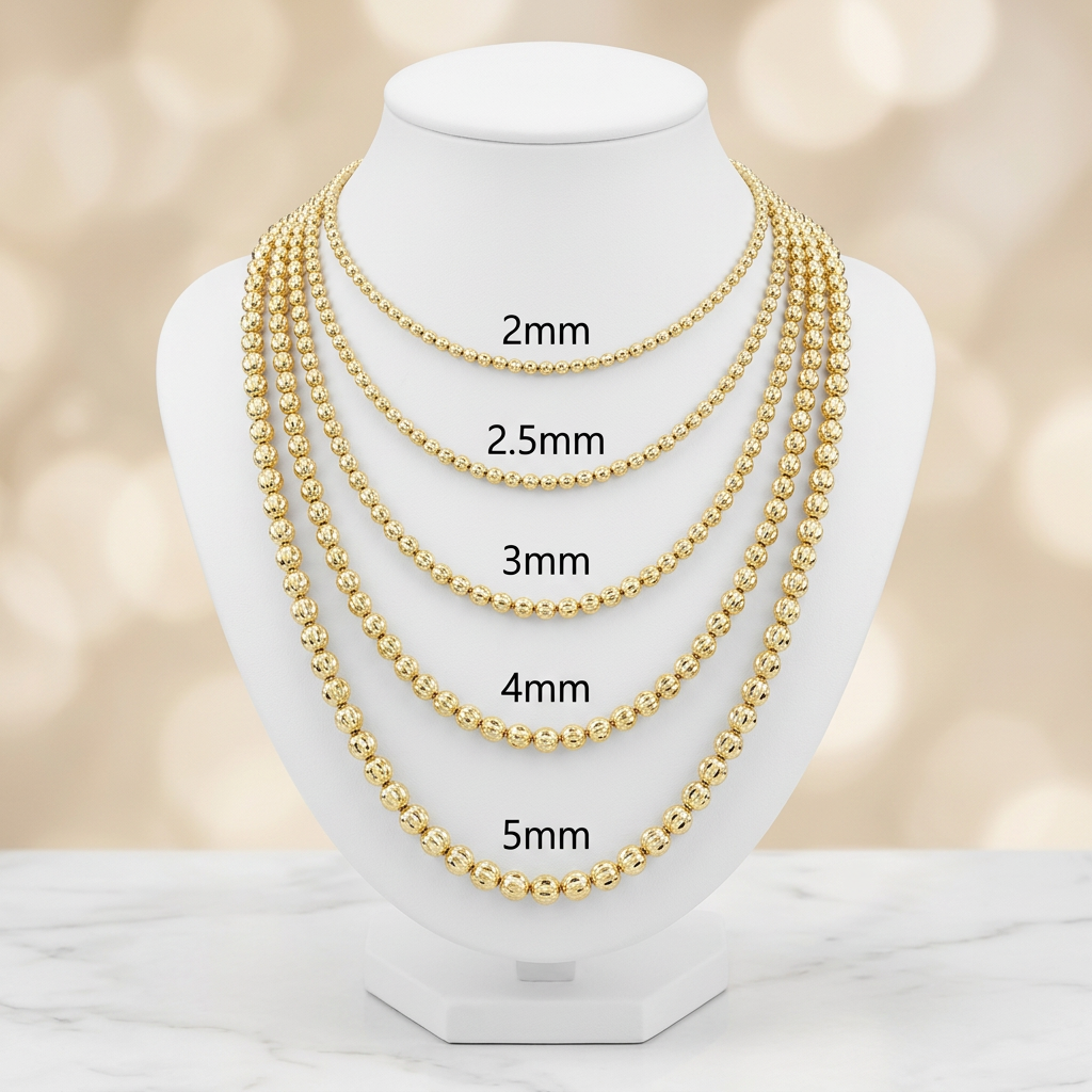10KT Gold Diamond Cut Moon Chain