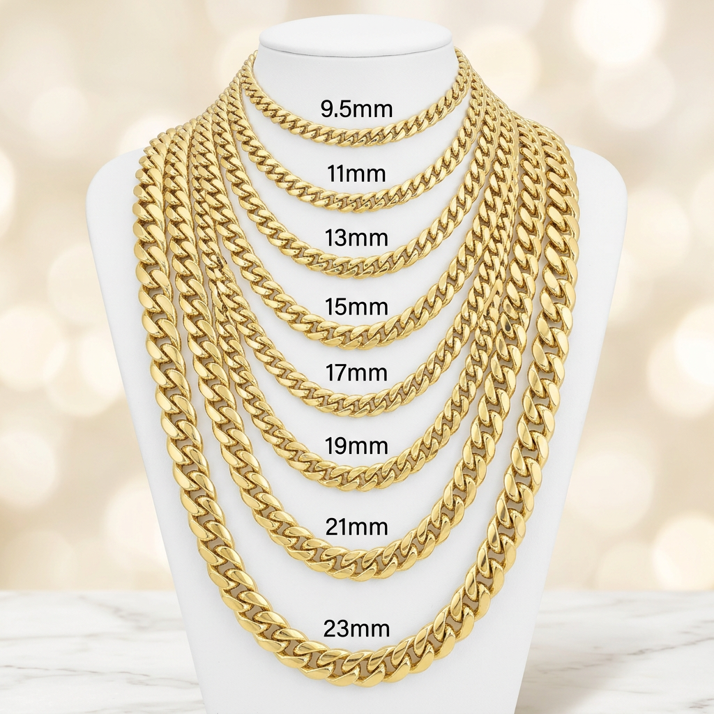 10KT Gold Hollow Miami Cuban Link Chains