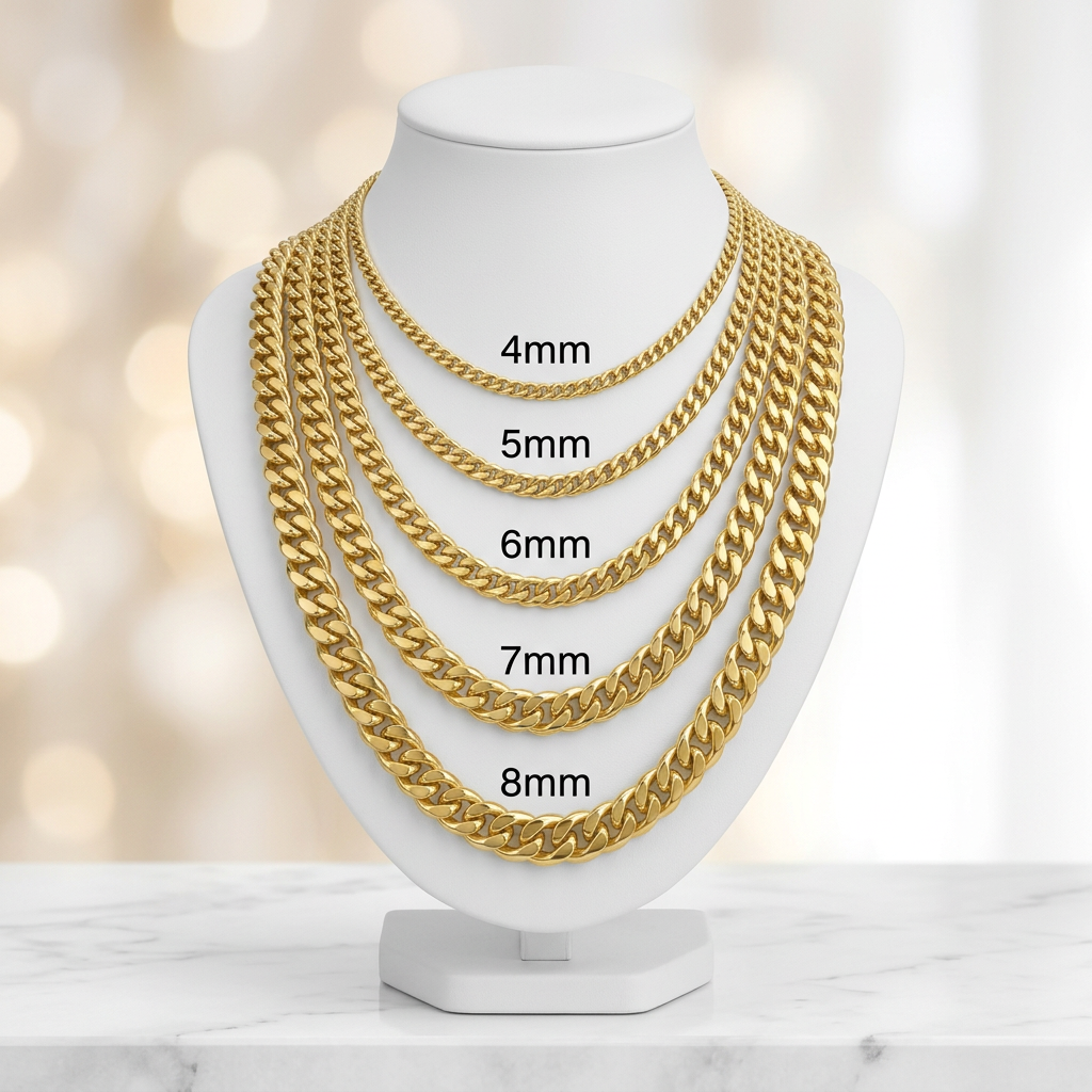 10KT Gold Hollow Poff Cuban Chains