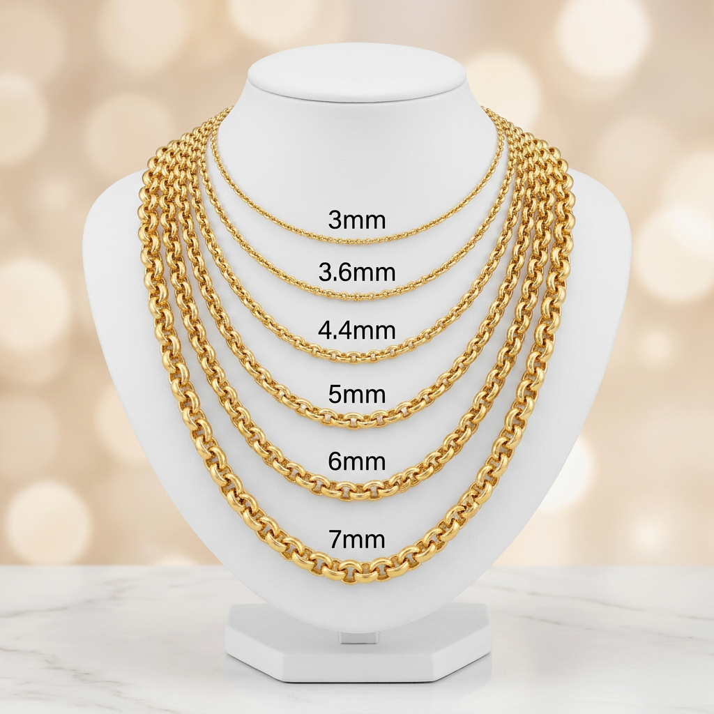 10KT Gold Solid Cable Chains