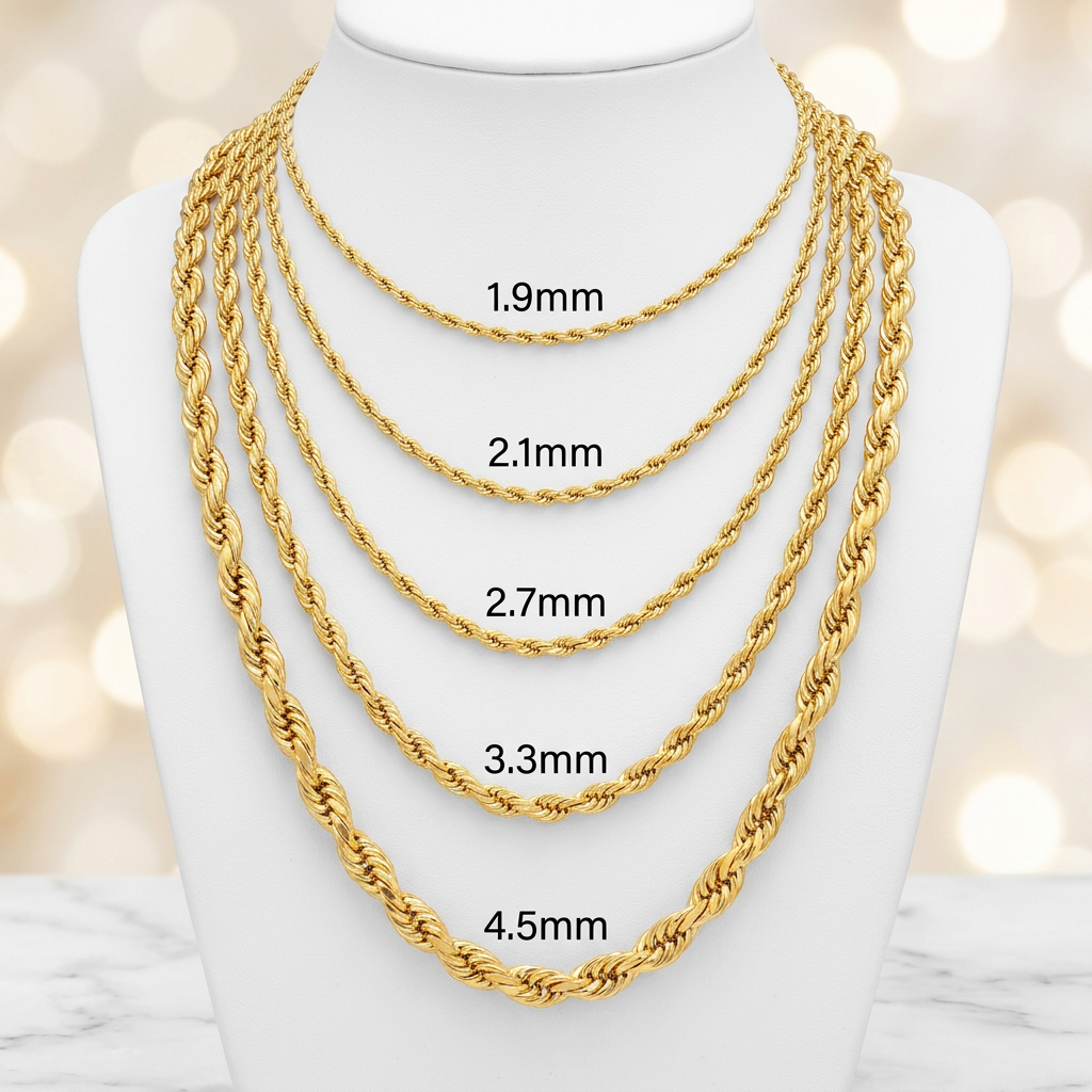 10K Gold Hollow Quint Rope Chains