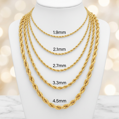 10K Gold Hollow Quint Rope Chains