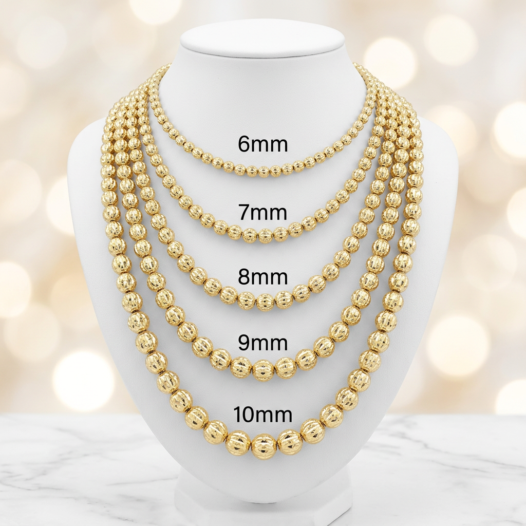 14KT Gold Diamond Cut Moon Chain