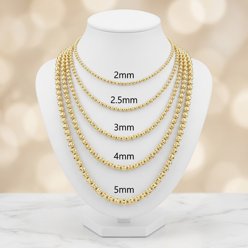 14KT Gold Diamond Cut Moon Chain