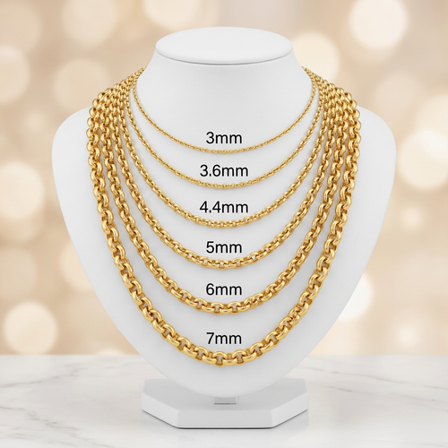 14KT Gold Solid Cable Chains