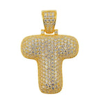 TVJT - Sterling Silver CZ Letter T Pendant - Johnny Dang & Co