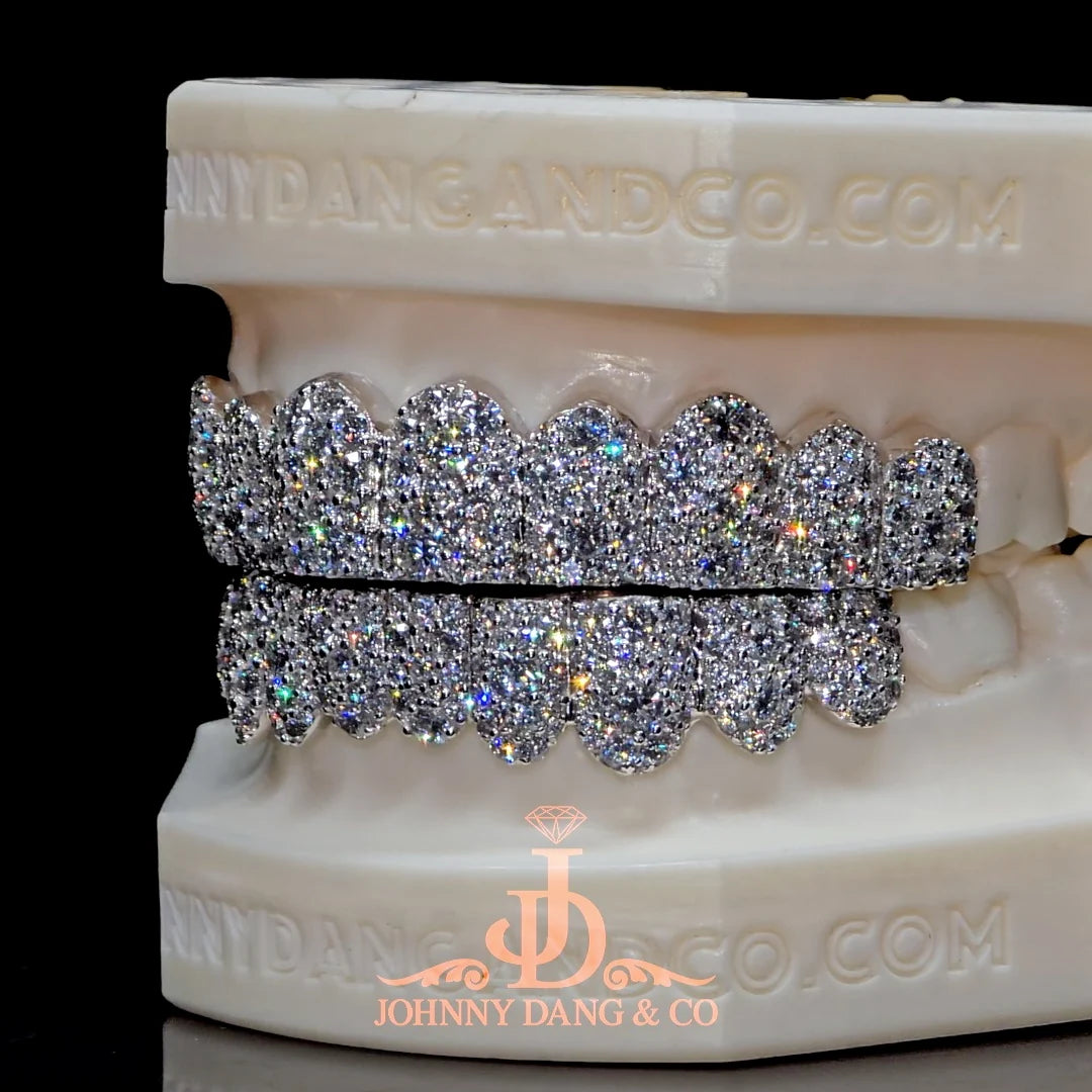 JDWR-2026-29 Flawless Mosaic Set Grillz White Gold (Pull Out)