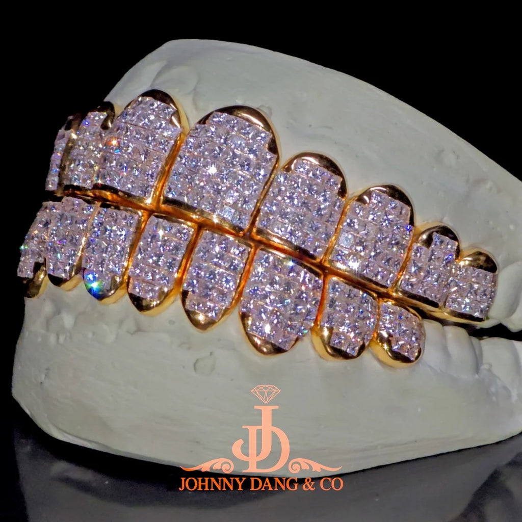 JDWR-2026-21 Flawless "Princess Cut" Invisible Set Grillz Yellow Gold (Perm)