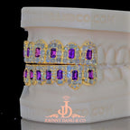 JDWR-2026-33 Flawless Royal Emerald Prong Set Grillz Yellow Gold (Pullouts)