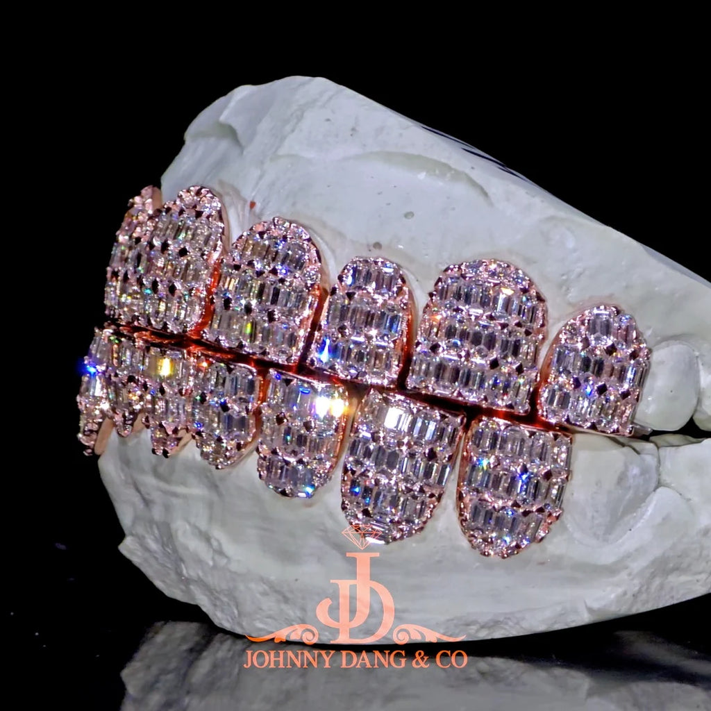 JDWR-2026-25 Flawless Emerald Prong Set Grillz Rose Gold (Perms)