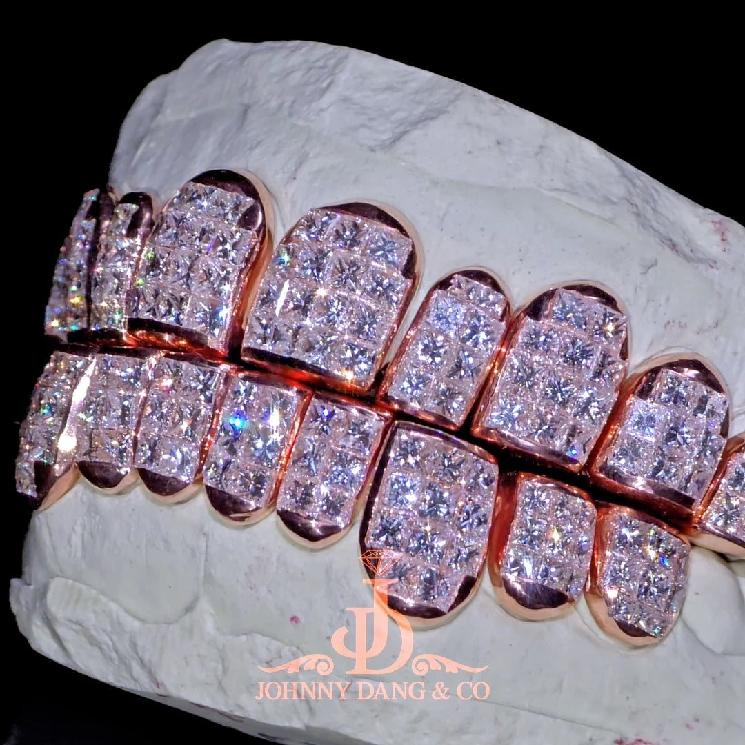 JDWR-2026-16 Flawless "King Princess Cut" Invisible Set Grillz Rose Gold (Perm