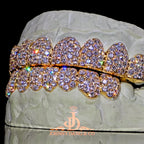 JDWR-2026-24 Flawless BBHoneycomb Set Grillz Yellow Gold (Pull Out)